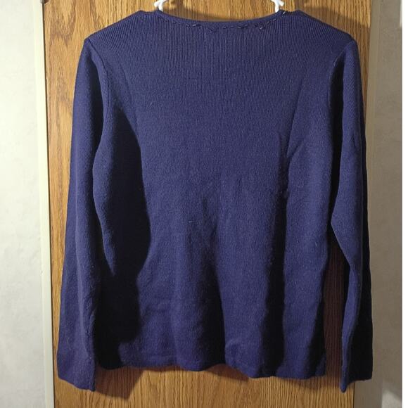 Vtg Petite Sophisticate Beaded Cardigan S Navy Old Money Classic Hong Kong Wool - Picture 4 of 10